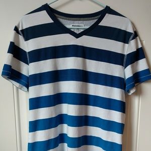 Express V Neck Blue Stripes Size Large